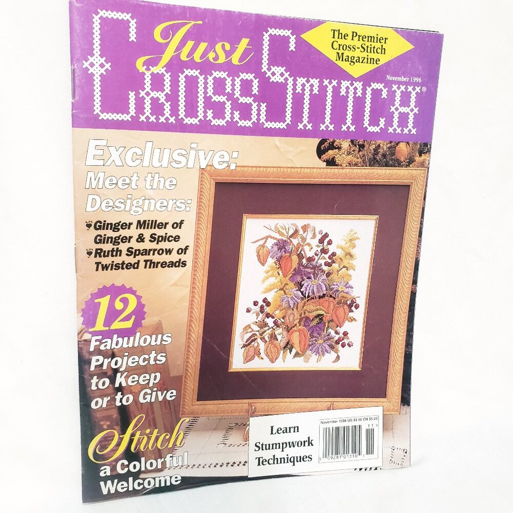 Just Cross Stitch Magazine Patterns Nov 1996 12 Projects Colorful Welcome